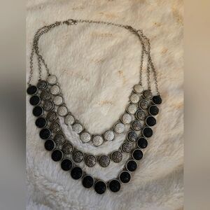 **3/$10** Chic Silver and Black Statement Necklace